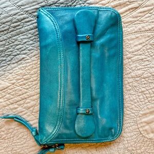 Vibrant Blue Leather Clutch
